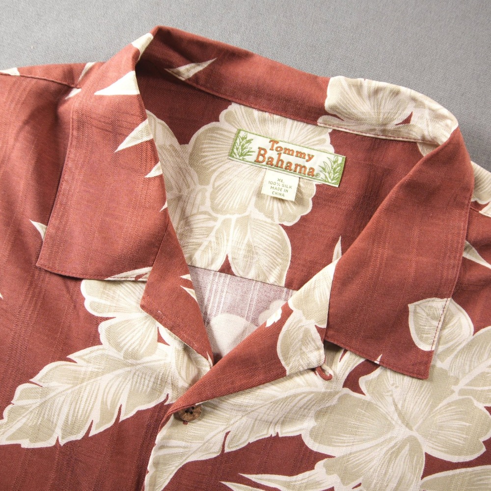 Tommy Bahama Silk Camp Floral Tropical Hawaiina Aloha Vacation Men Shirt XL